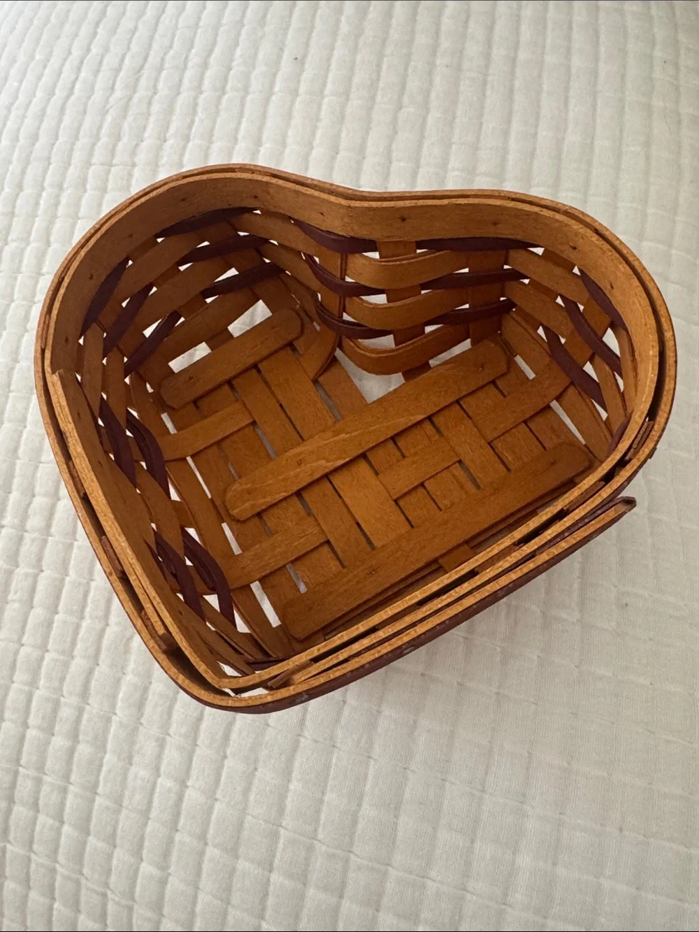 Longaberger 2000 Heart Basket Red Sweetheart Weave Handwoven Signed Basket Only